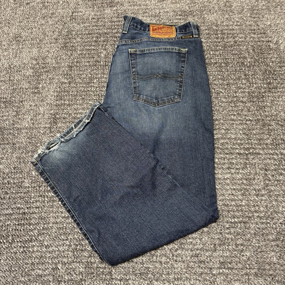Lucky Brand Jeans Dungarees Mens 38x30 Blue 361 Vintage Straight Mid Rise Denim
